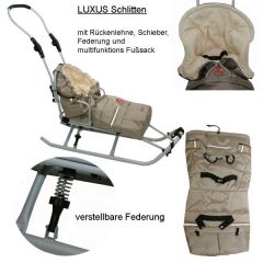 Schlitten mit Federung und Fu�sack Fb. rot